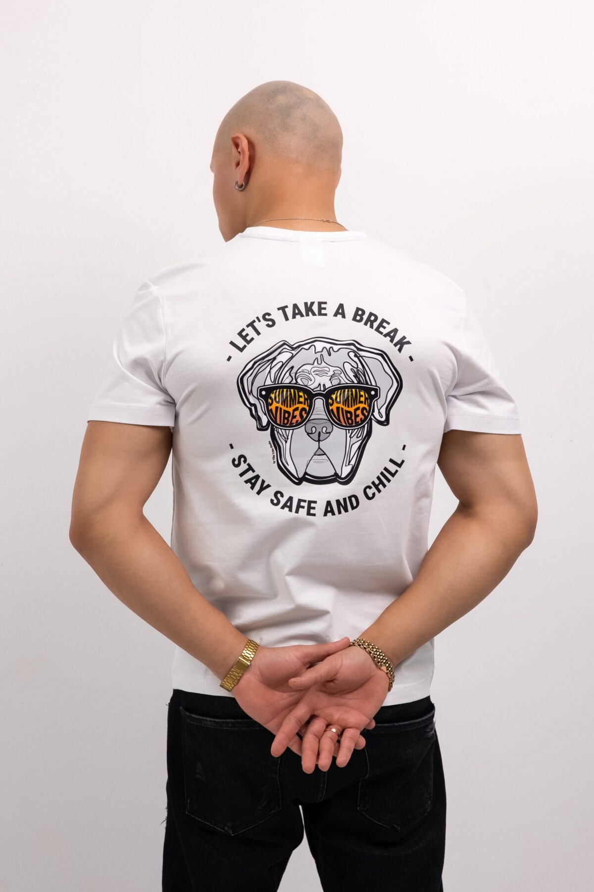 Koszulka męska biała CORSO streetwear bawełna slim fit