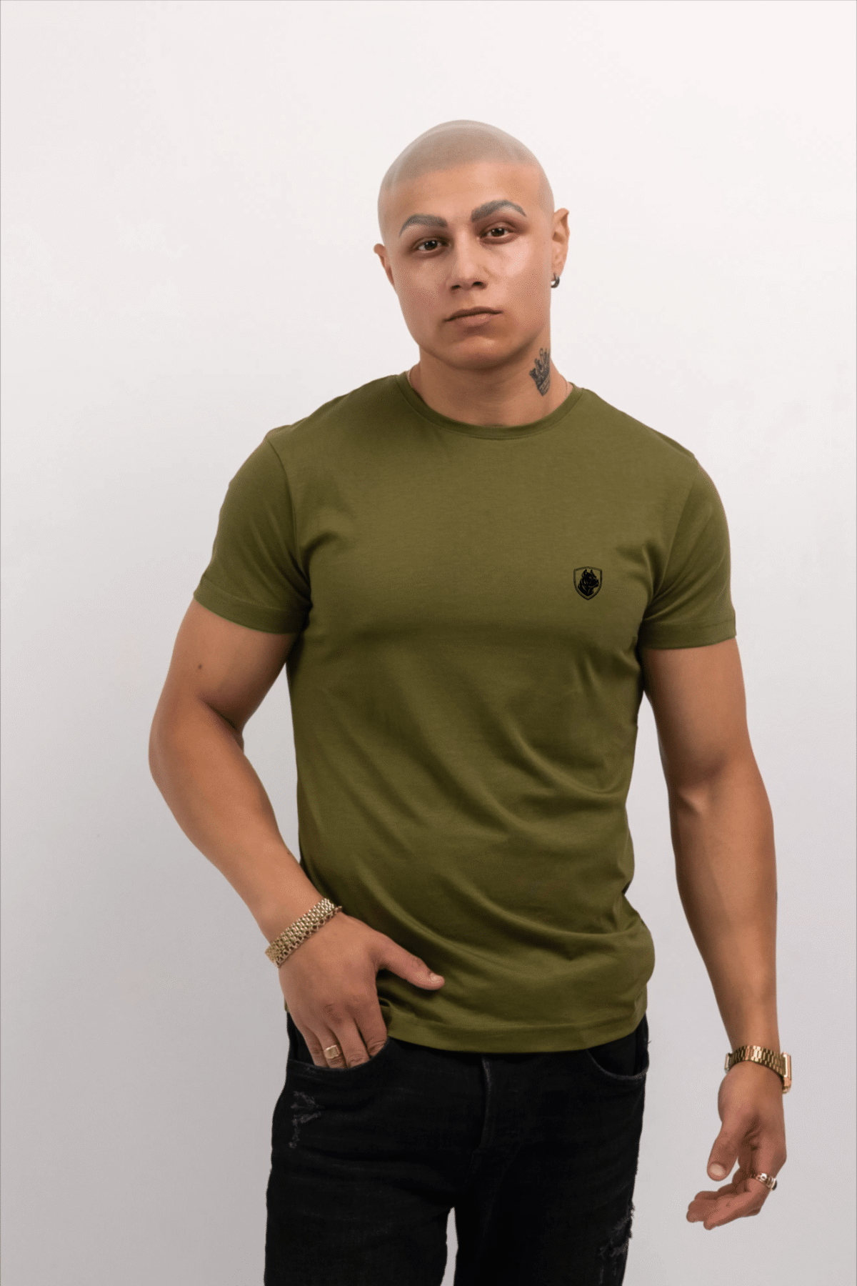 Koszulka męska zielona streetwear Cane Corso slim fit