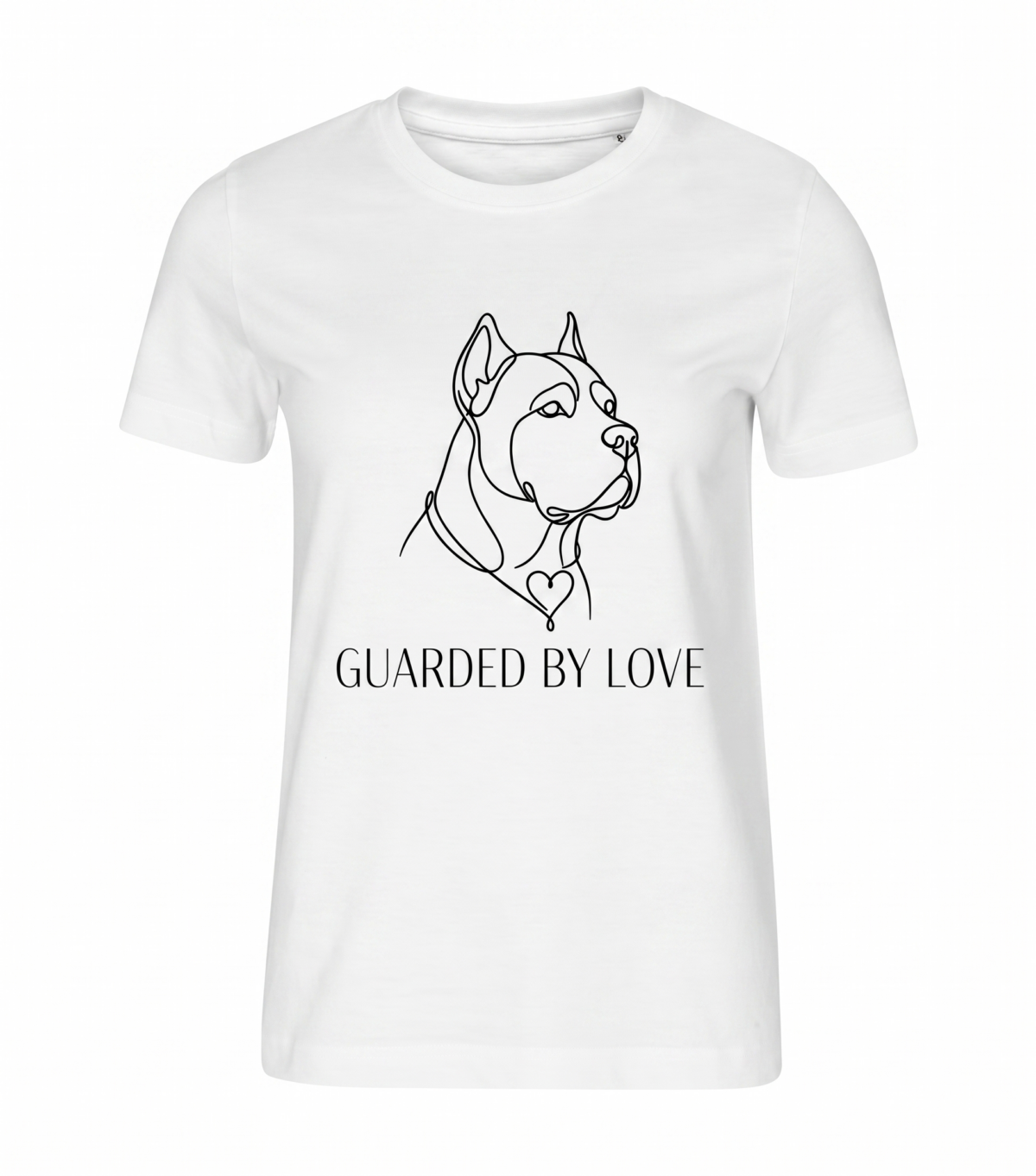 CORSO Koszulka Damska Cane Corso GUARD BY LOVE – 100% bawełna, różowa/biała