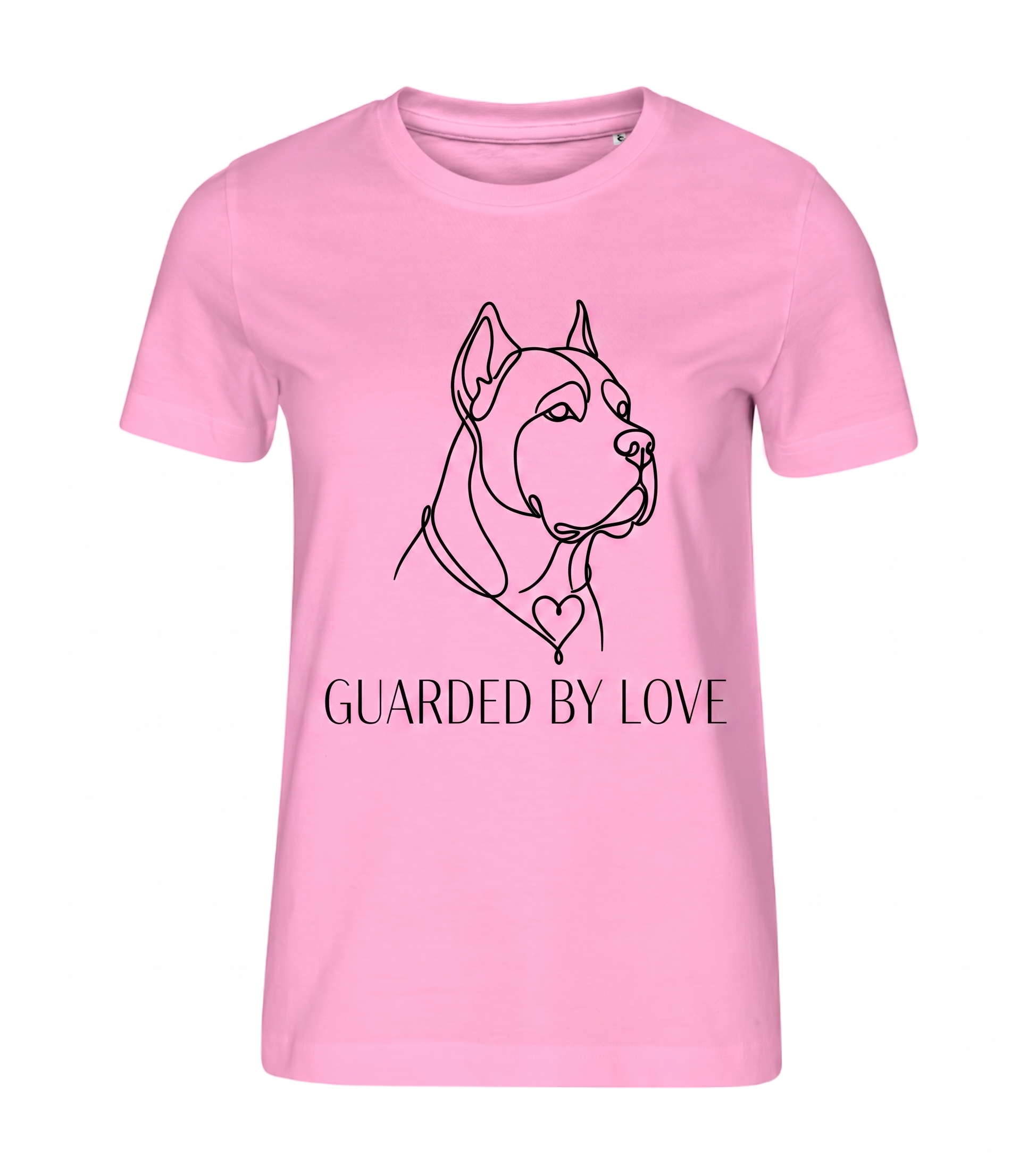 CORSO Koszulka Damska Cane Corso GUARD BY LOVE – 100% bawełna, różowa/biała - obrazek 4