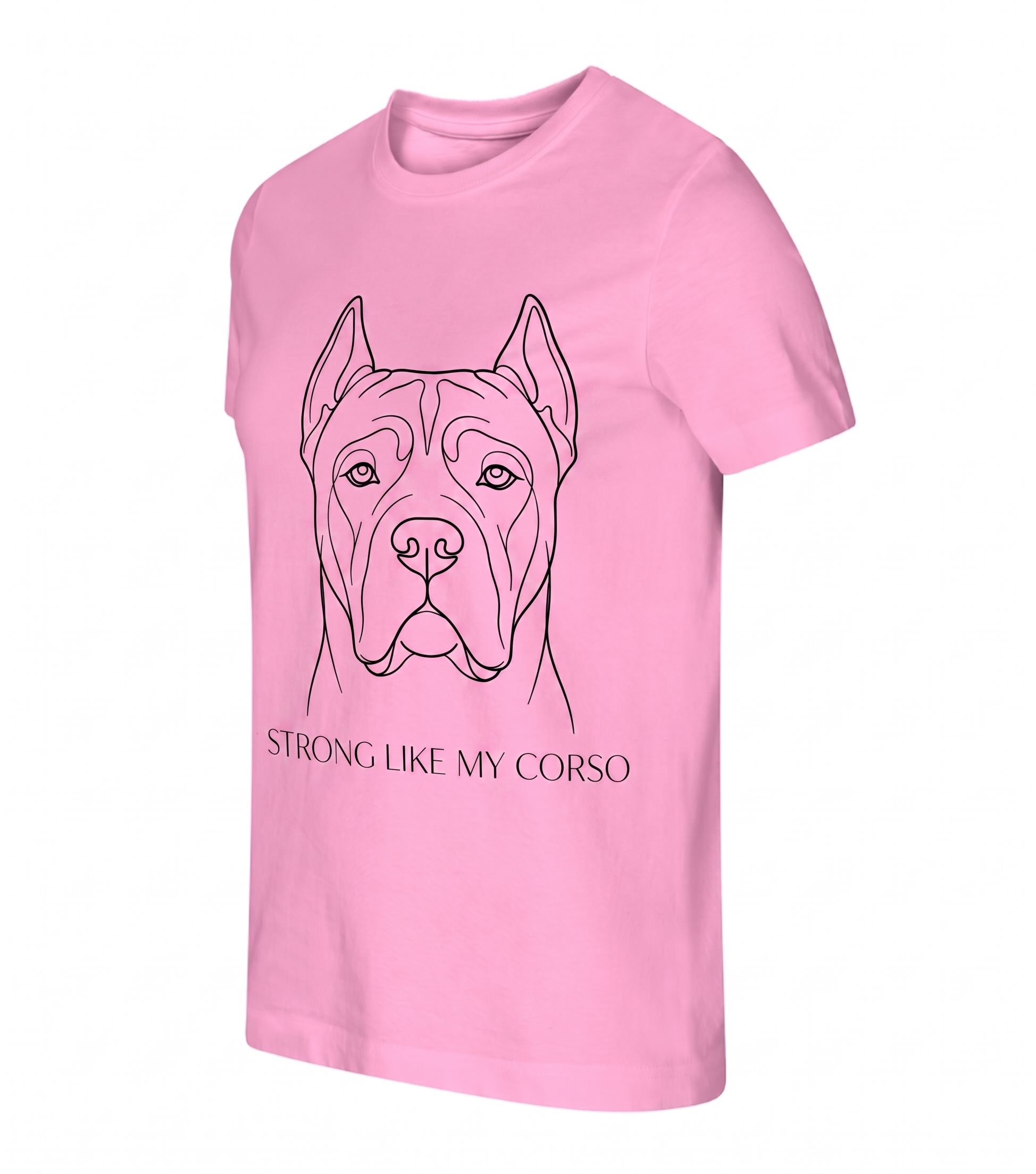 CORSO Koszulka Damska Cane Corso STRONG LIKE MY CORSO – 100% bawełna 190 g/m², różowa lub biała - obrazek 2