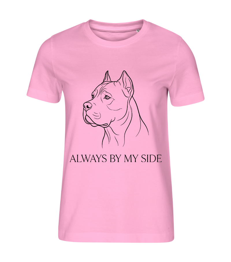 CORSO Koszulka Damska Cane Corso ALWAYS BY MY SIDE – 100% bawełna 190 g/m², różowa lub biała