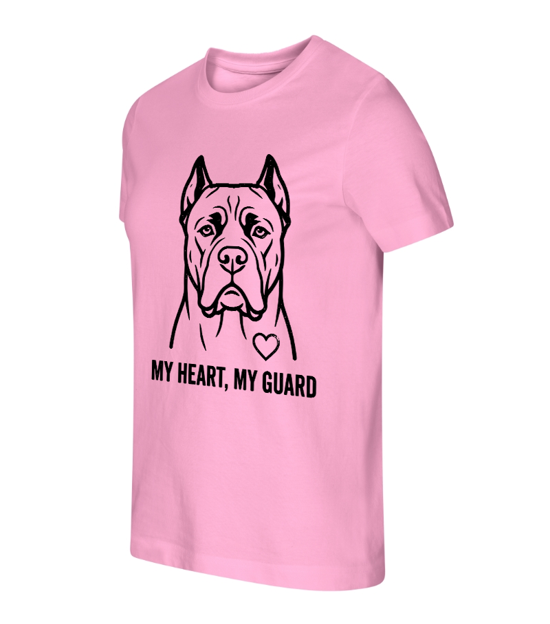 CORSO Koszulka Damska Cane Corso MY HEART MY GUARD – 100% bawełna 190 g/m², różowa lub biała - obrazek 3