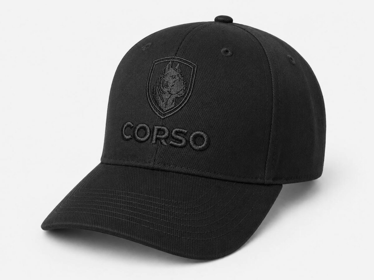 CORSO Czapka z daszkiem Cane Corso Czarna/Biała Bawełna 350g
