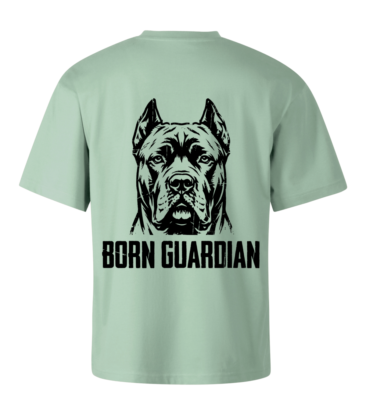 Koszulka Męska Oversize Cane Corso BORN GUARDIAN Zielona/Szara 200g