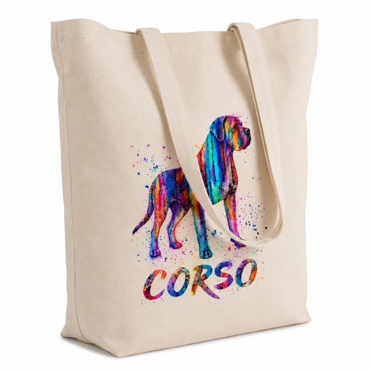 CORSO Gentle Torba Bawełniana Twill 220 g/m² z Nadrukiem Cane Corso, kremowa i czarna